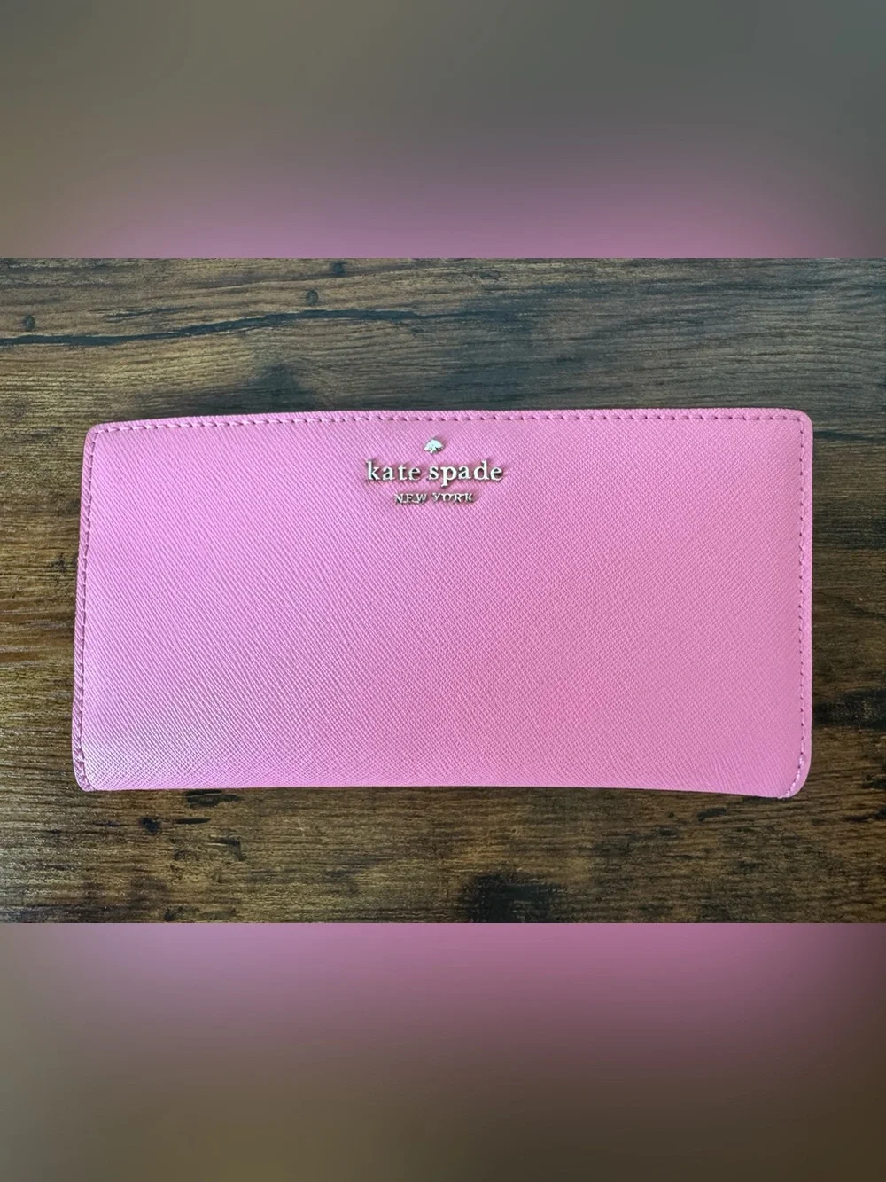 Kate Spade Pink Continental Snap Wallet Card Holder ID Zip Pocket